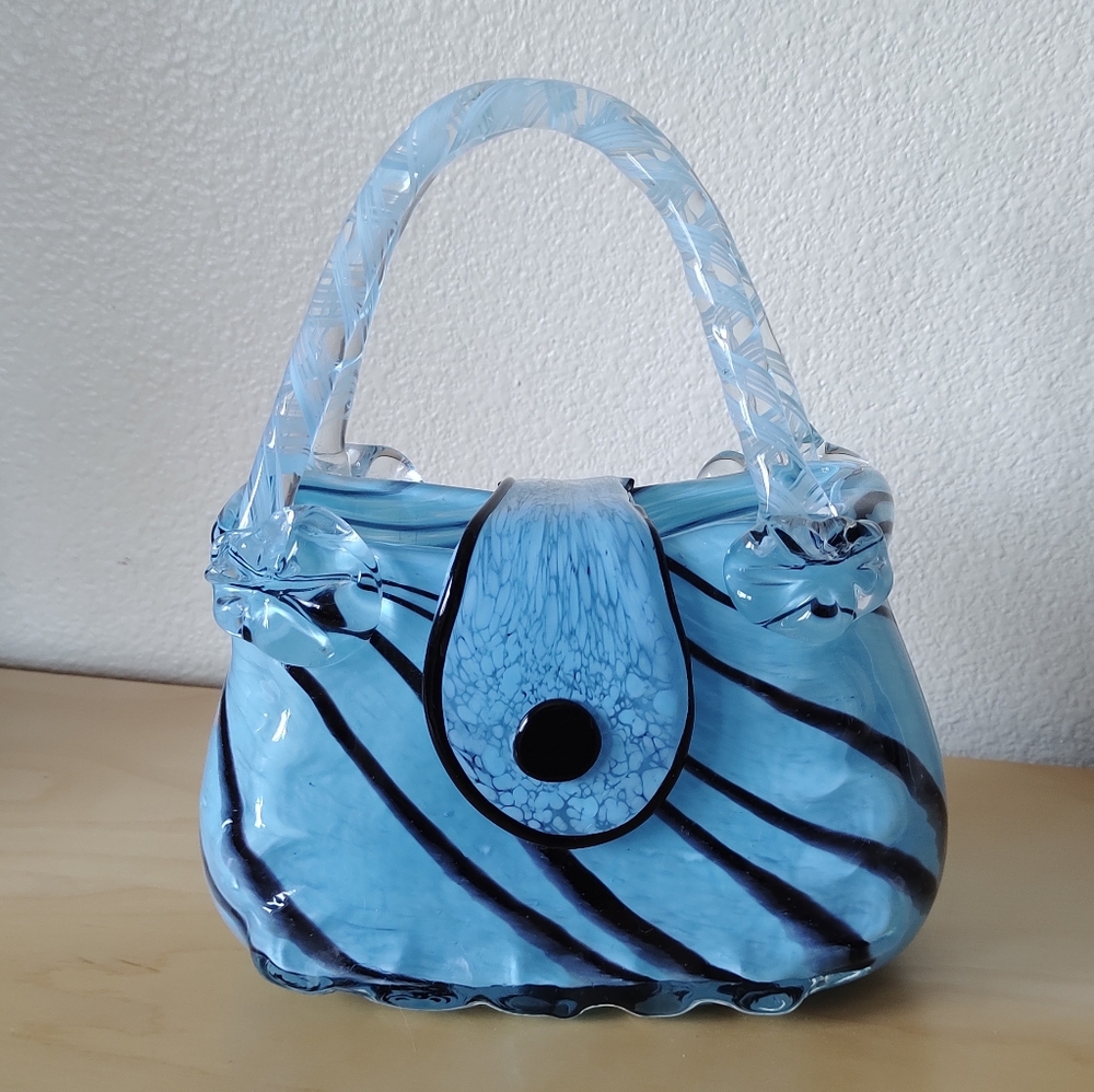 Venetian glass Murano Hand Blown Glass Purse/Vase